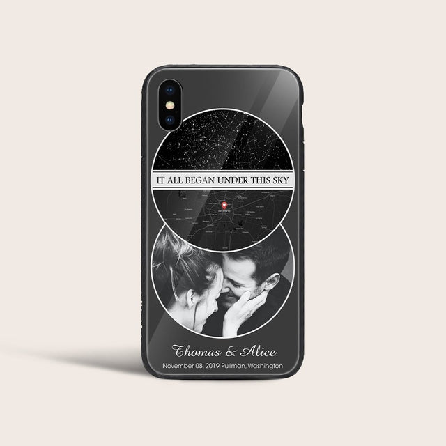 It All Began Under This Sky Custom Star Map, Map Print And Photo 3 In 1, Personalized Text Phone Case