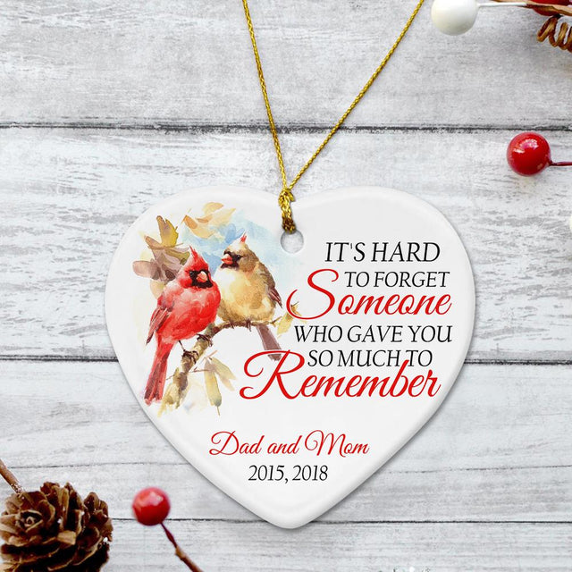 It's Hard To Forget Someone Who Gave You So Much To Remember Memorial Quotes Decorative Christmas Circle Ornament 2 Sided