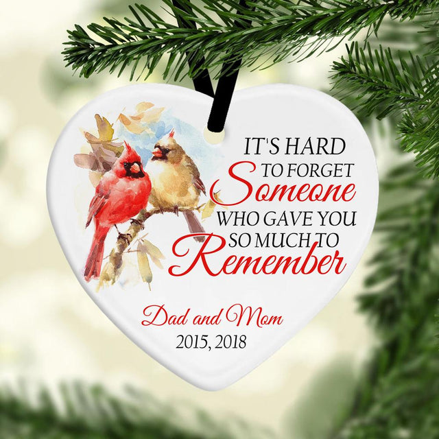 It's Hard To Forget Someone Who Gave You So Much To Remember Memorial Quotes Decorative Christmas Circle Ornament 2 Sided