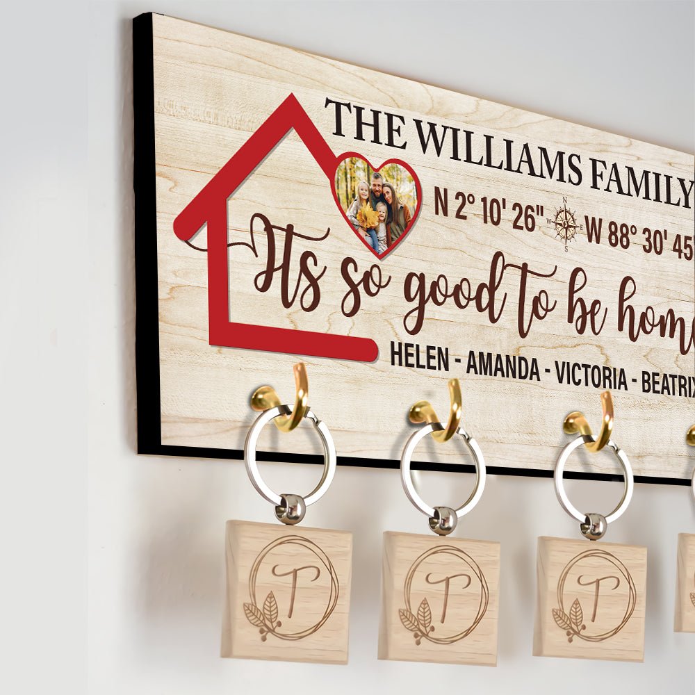 It's So Good To Be Home, Custom Key Hook, Personalized Photo And Name