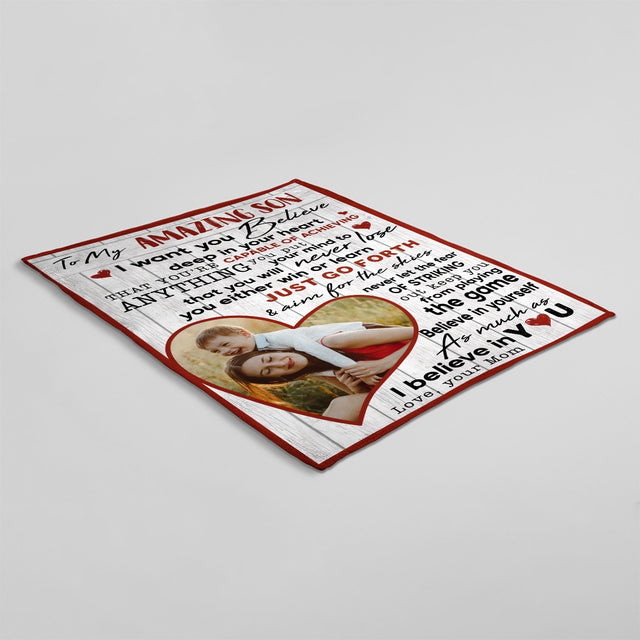 Letter Blanket, Custom Photo, Gift For Amazing Son