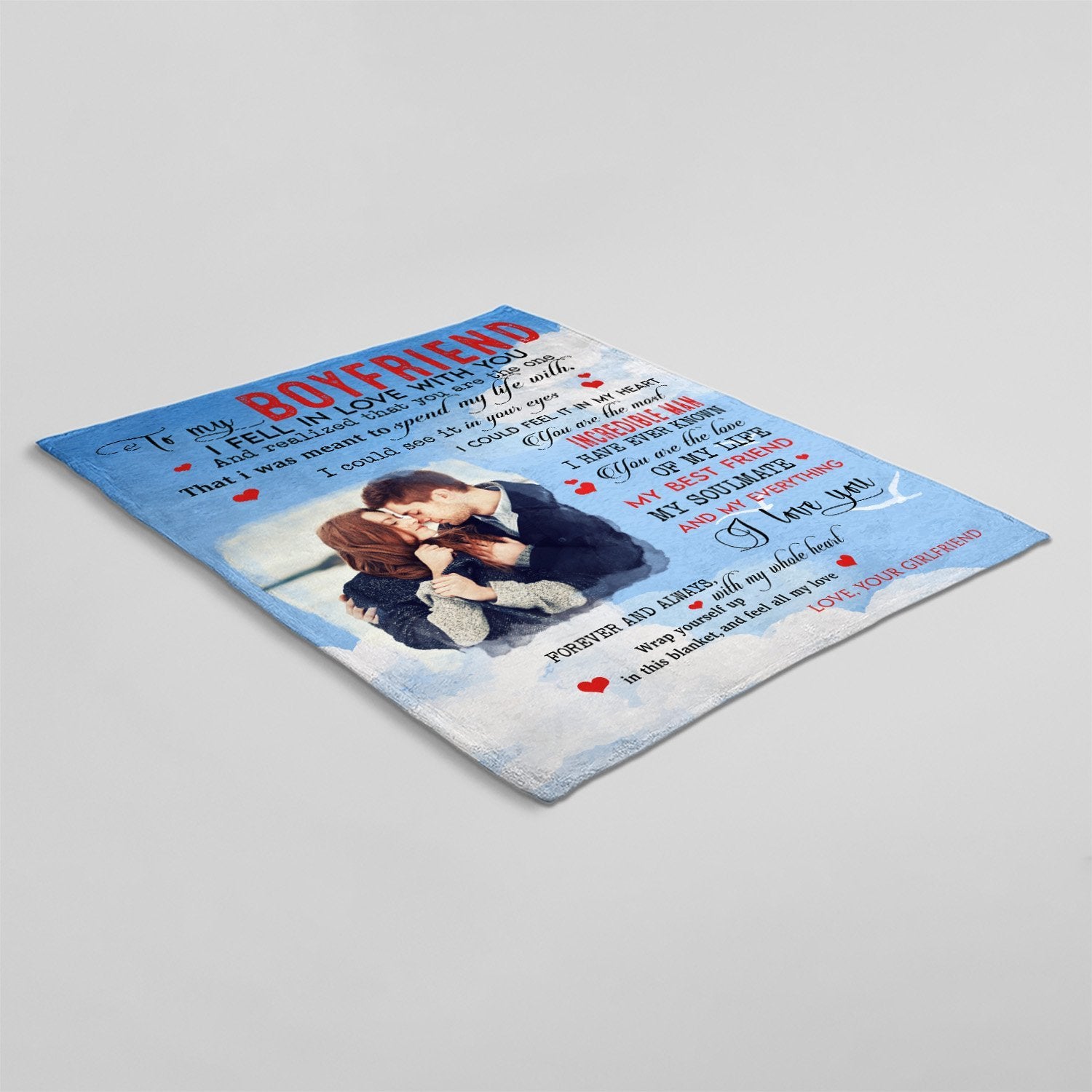 Letter Blanket, Custom Photo, Gift For Boyfriend