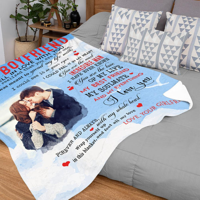 Letter Blanket, Custom Photo, Gift For Boyfriend