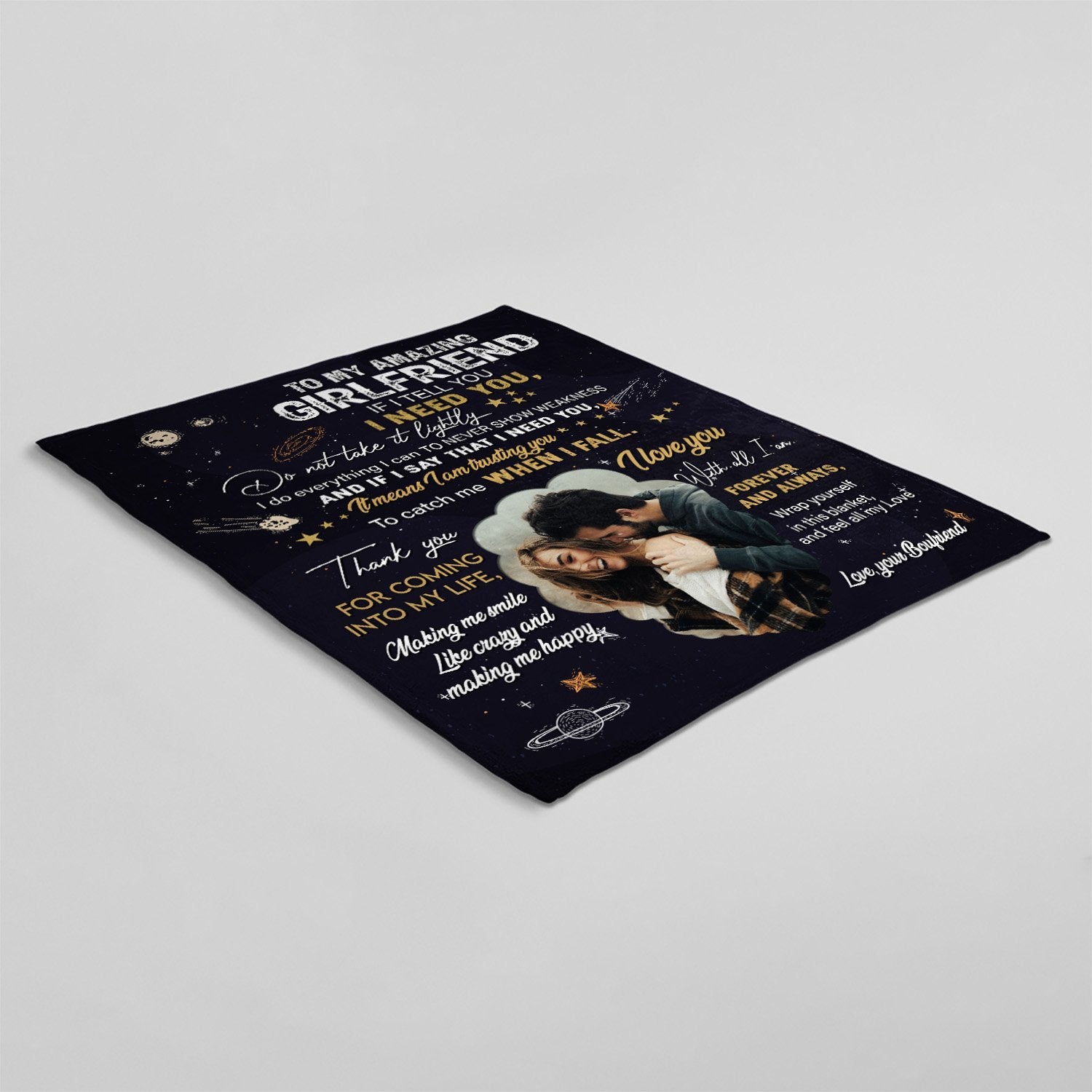 Letter Blanket, Custom Photo, Gift For Girlfriend