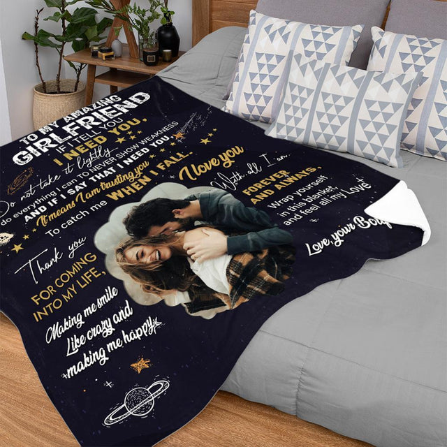 Letter Blanket, Custom Photo, Gift For Girlfriend