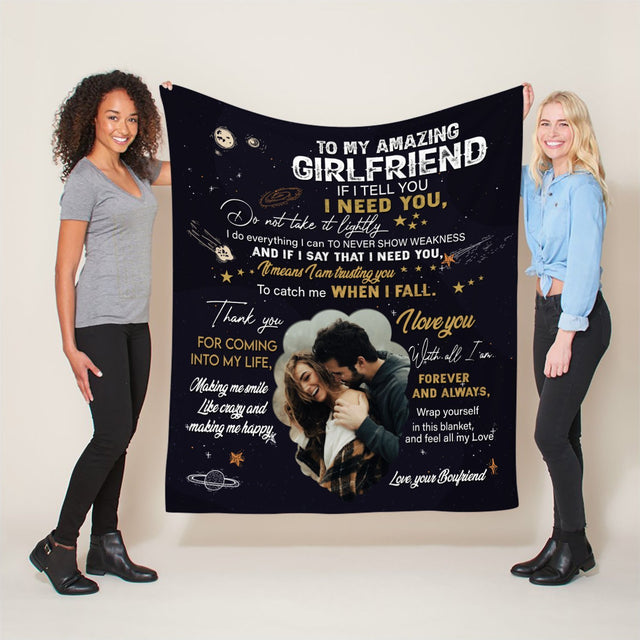 Letter Blanket, Custom Photo, Gift For Girlfriend