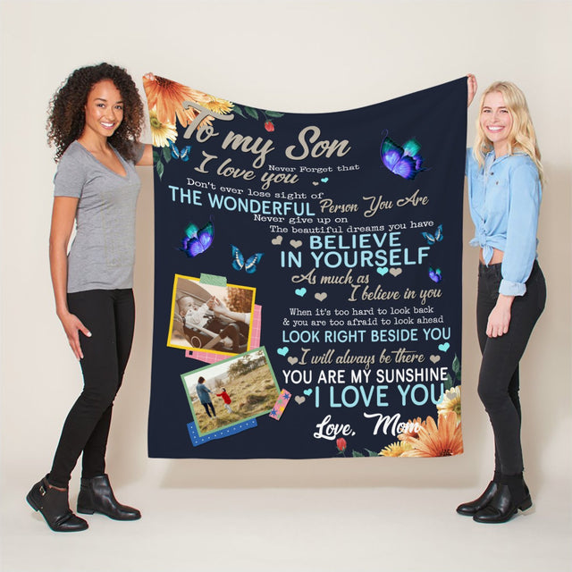 Letter Blanket, Custom Photo, Gift For Son