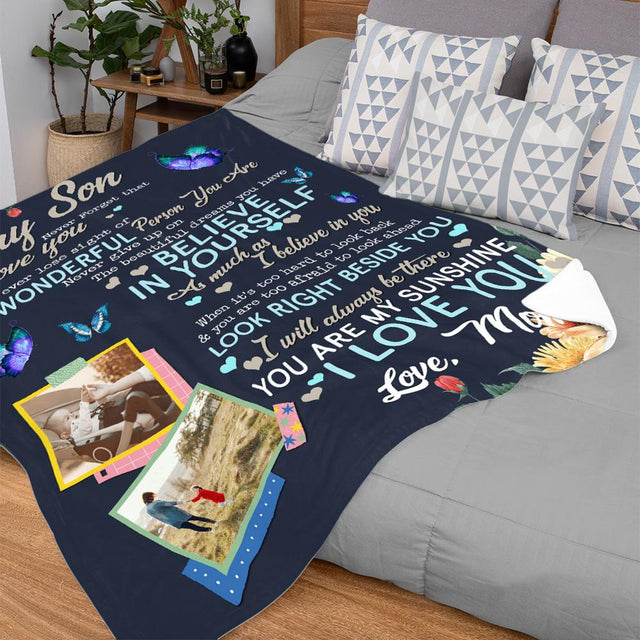 Letter Blanket, Custom Photo, Gift For Son