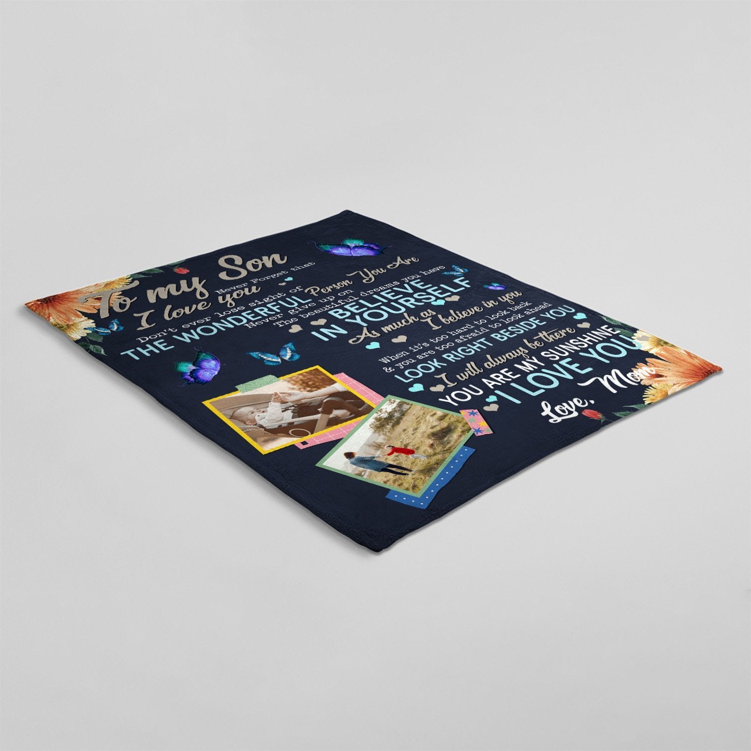 Letter Blanket, Custom Photo, Gift For Son