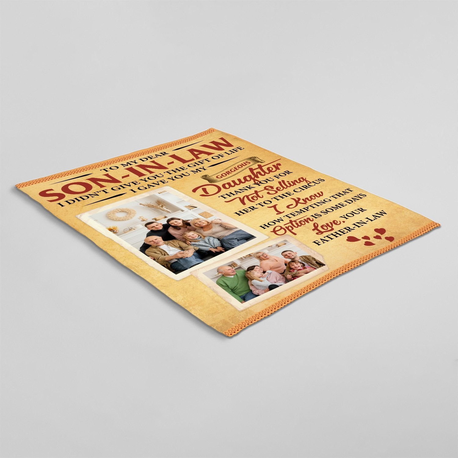 Letter Blanket, Custom Photo, Gift For Son-In-Law