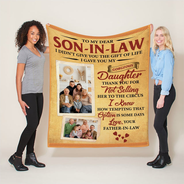 Letter Blanket, Custom Photo, Gift For Son-In-Law