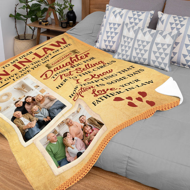 Letter Blanket, Custom Photo, Gift For Son-In-Law