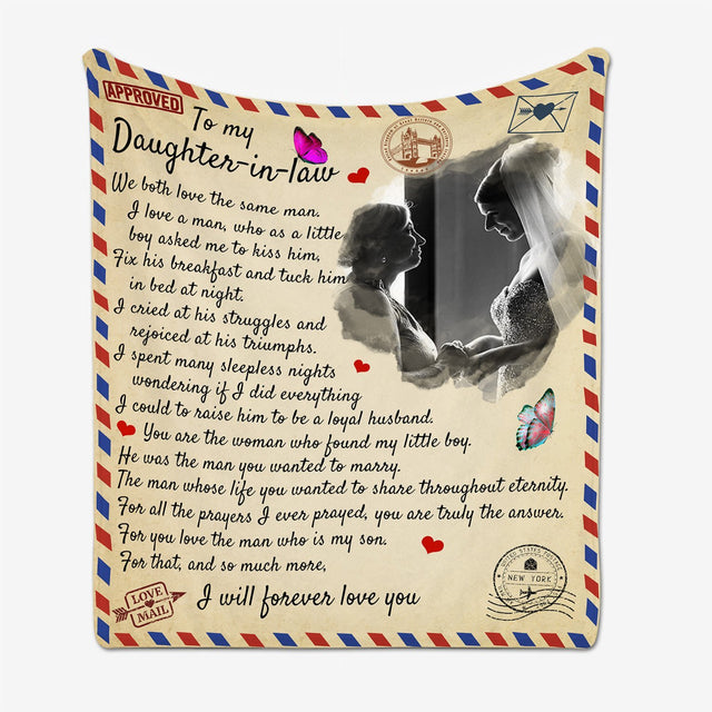 Letter Blanket, Gift For Daughter-in-law, Custom Photo Blanket