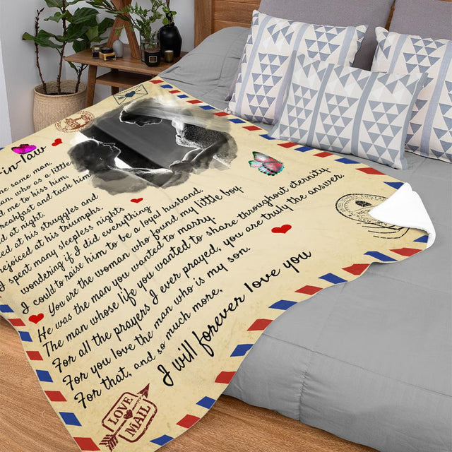 Letter Blanket, Gift For Daughter-in-law, Custom Photo Blanket
