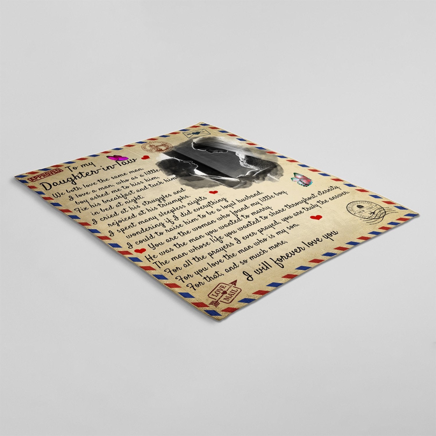 Letter Blanket, Gift For Daughter-in-law, Custom Photo Blanket