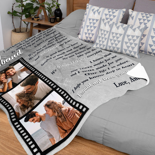 Letter Blanket, Gift For Husband, Custom Photo And Text