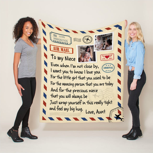Letter Blanket, Gift For Niece, Custom Photo