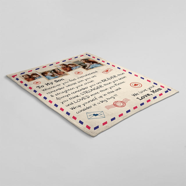 Letter Blanket, Gift For Son, Custom Photo And Name Blanket