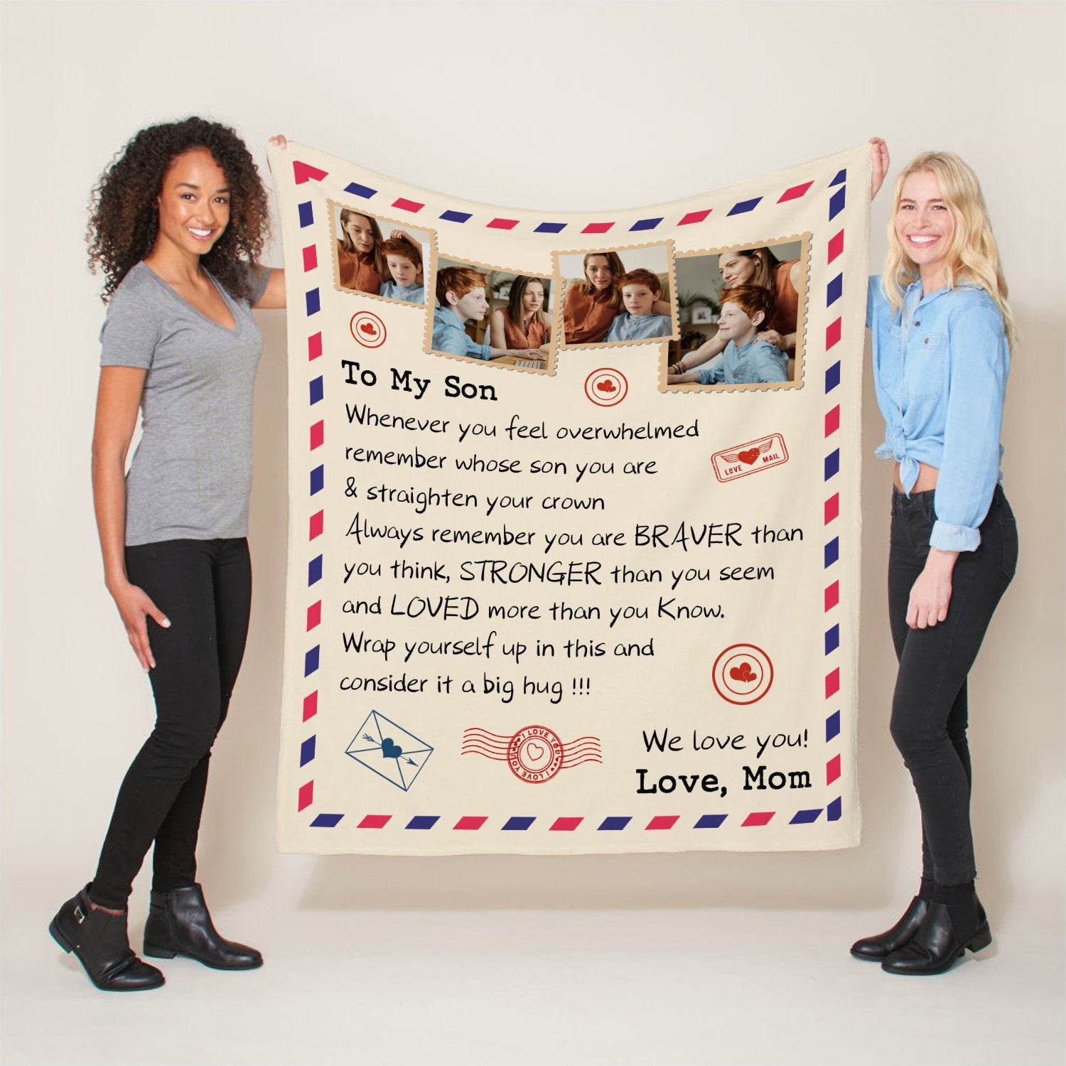 Letter Blanket, Gift For Son, Custom Photo And Name Blanket