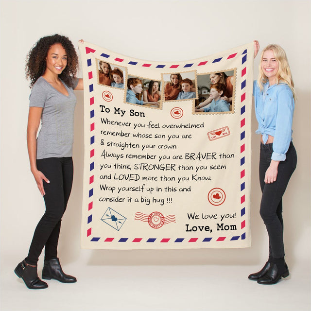Letter Blanket, Gift For Son, Custom Photo And Name Blanket