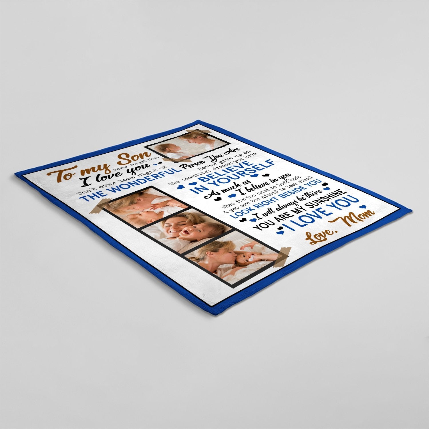 Letter Blanket, Gift For Son From Mother, Custom Photo And Text
