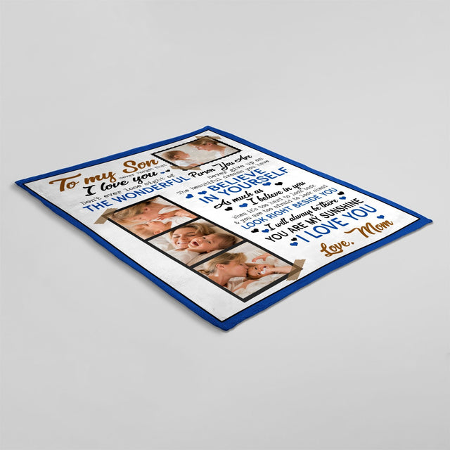 Letter Blanket, Gift For Son From Mother, Custom Photo And Text