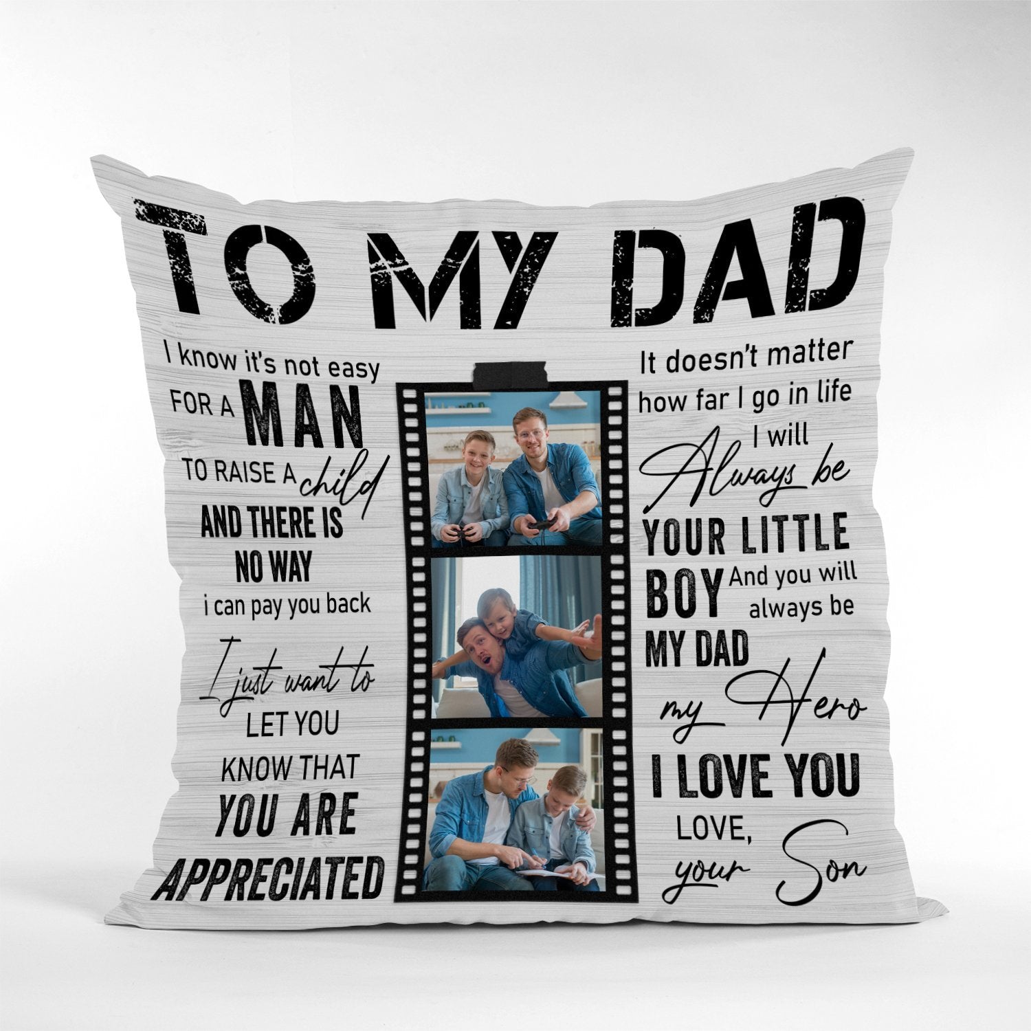 Letter Pillow, Custom Photo, Gift For Dad