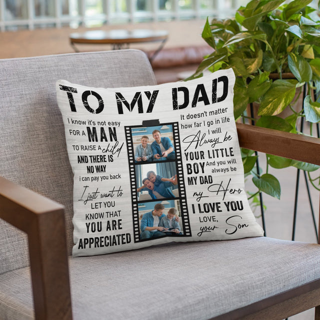 Letter Pillow, Custom Photo, Gift For Dad