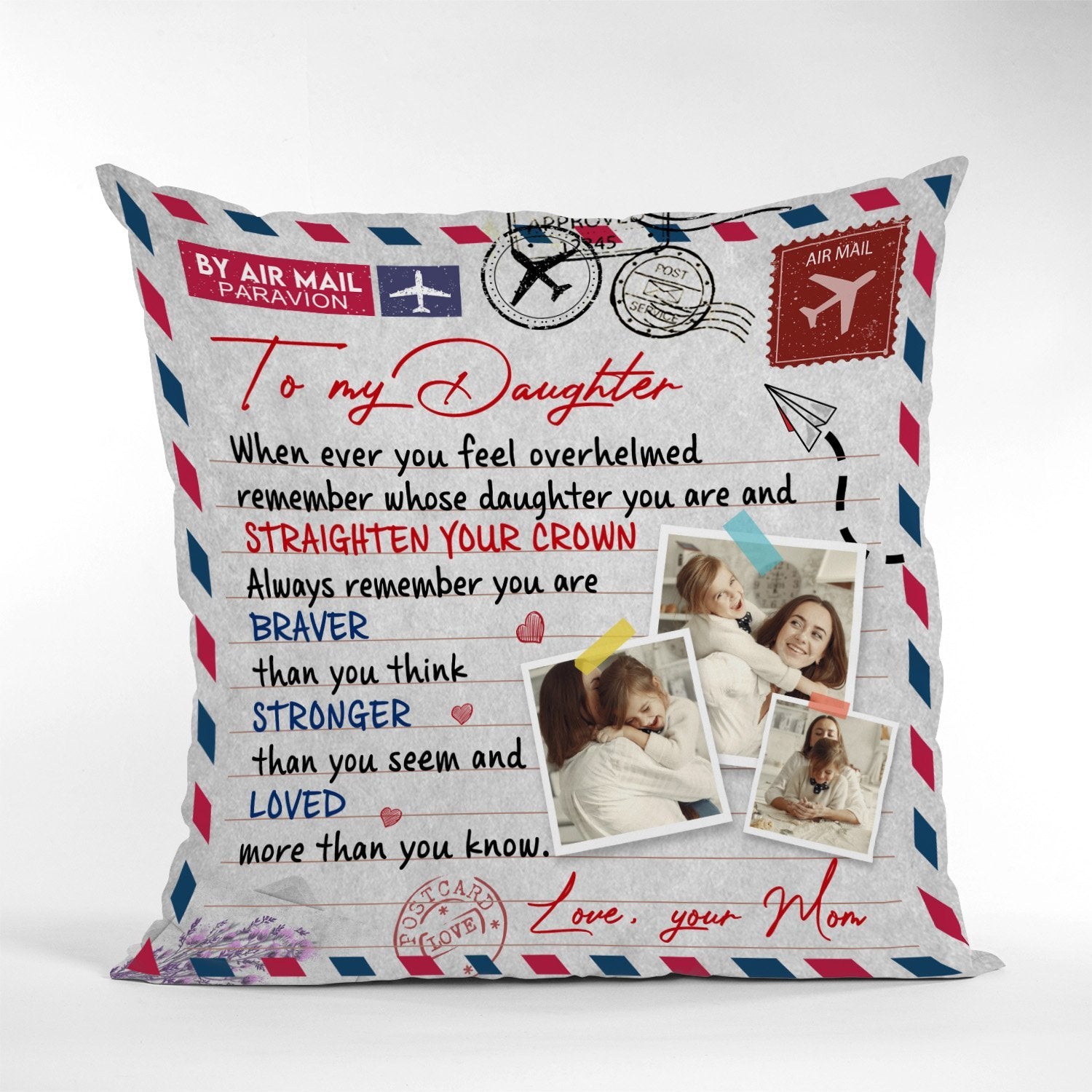 Letter Pillow, Custom Photo, Gift For Daughter