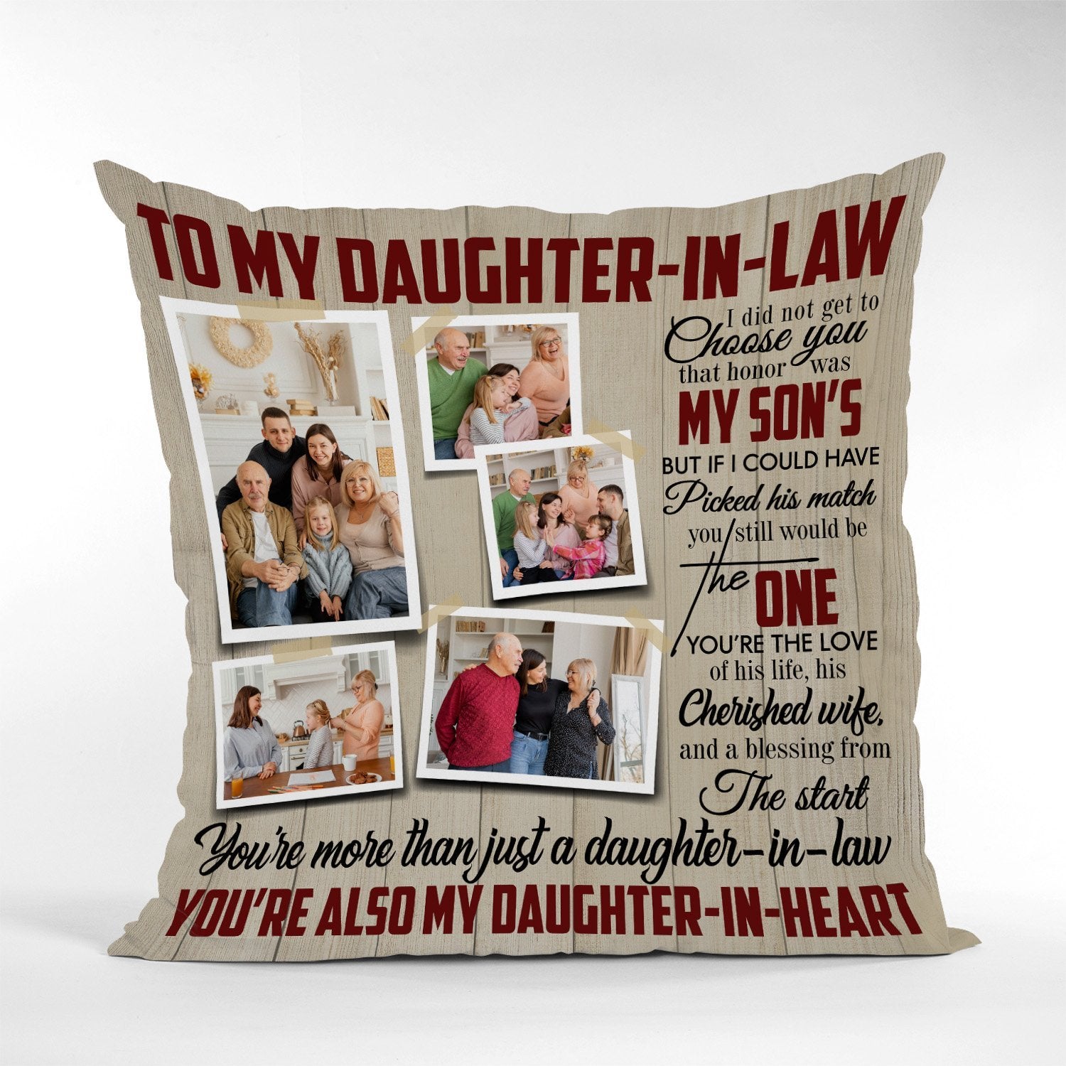 Letter Pillow, Custom Photo, Gift For Daughter-In-Law