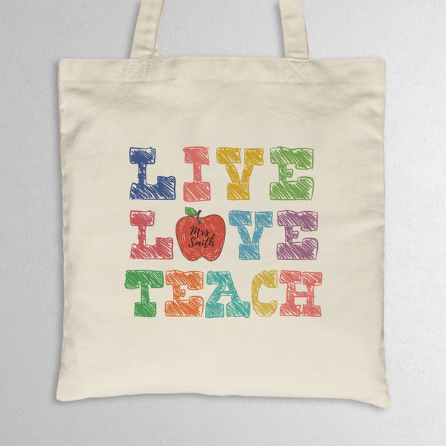 Live, Love, Teacher, Custom Tote Bag