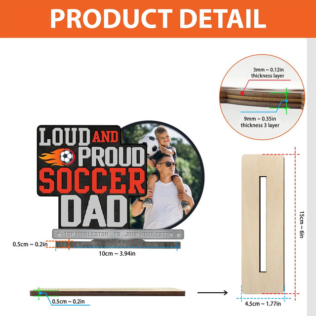 Loud & Proud Soccer Dad, Personalized Name, Wooden Plaque 3 Layers