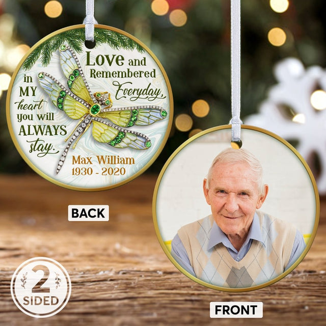 Love And Remembered In My Heart Every Day You Will Always Stay Memorial Decorative Christmas Circle Ornament 2 Sided