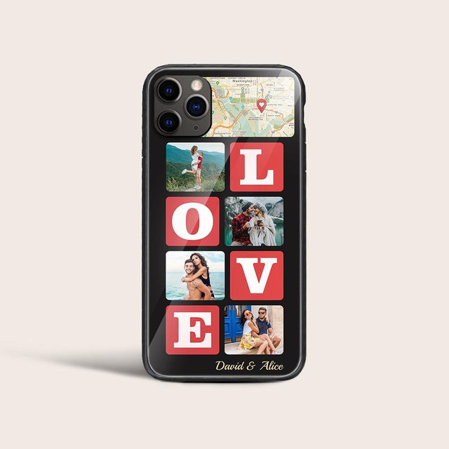 Love, Custom Map Print And Photo Collage Phone Case