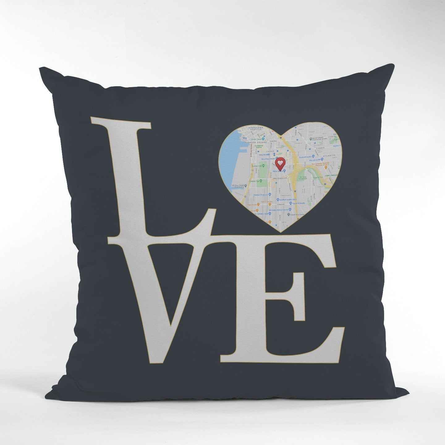Love, Custom Map Print, Personalized Text Pillow