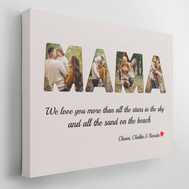Mama Custom Photo - Personalized Light Grey Background Canvas