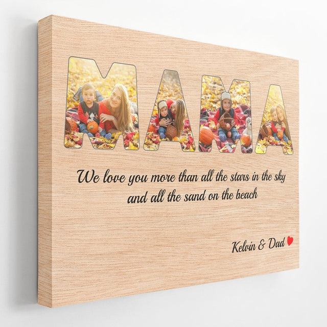 Mama Custom Photo - Personalized Light Wood Background Canvas