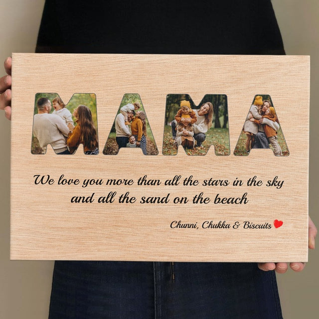 Mama Custom Photo - Personalized Light Wood Background Canvas