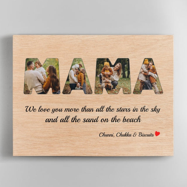 Mama Custom Photo - Personalized Light Wood Background Canvas