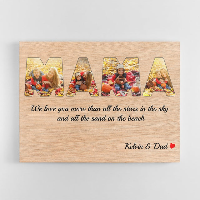 Mama Custom Photo - Personalized Light Wood Background Canvas