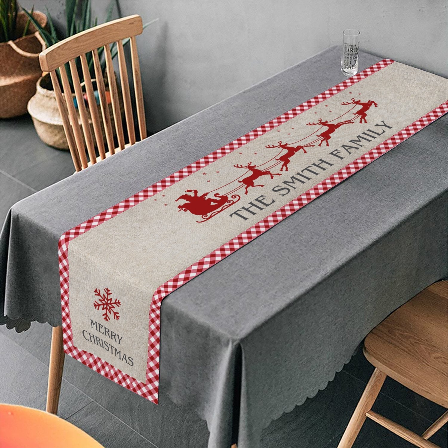 Merry Christmas, Personalized Table Runner, Personalized Family Name