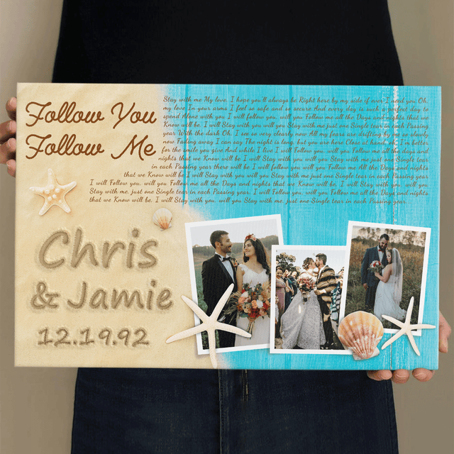 Custom Photo Name Date Beach Love Song Lyrics Canvas