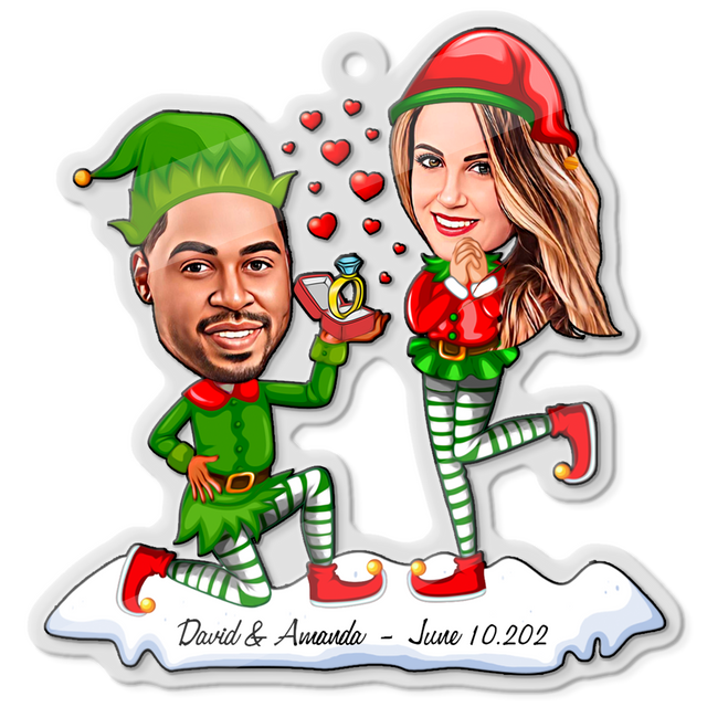 Custom Face From Photo, Gift For Couple, Christmas Marry Me, Shape Ornament 2 Sides