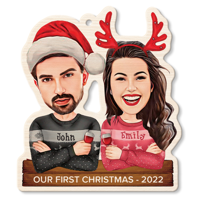 Face From Photo, Gift For Couple, Merry Christmas, Shape Ornament 2 Sides