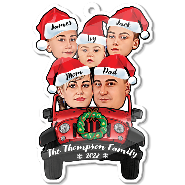 Custom Face From Photo, SUV Family, Shape Ornament 2 Sides