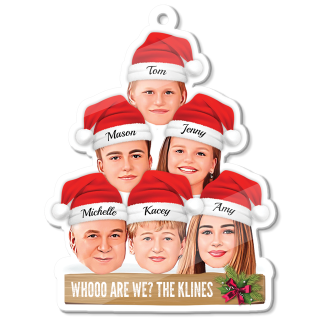 Custom Face From Photo, Christmas Hat, Shape Ornament 2 Sides