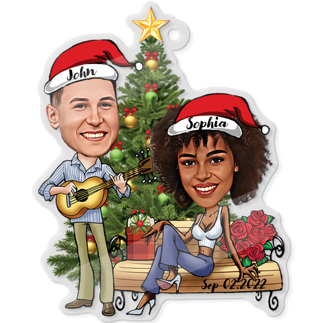 Custom Face From Photo, Gift For Couple, Shape Ornament 2 Sides