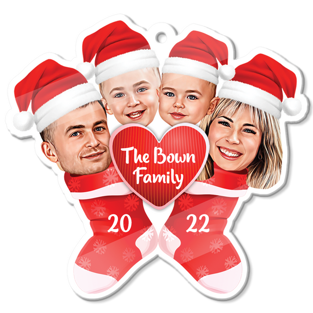 Custom Face From Photo, Stocking Christmas Shape Ornament 2 Sides