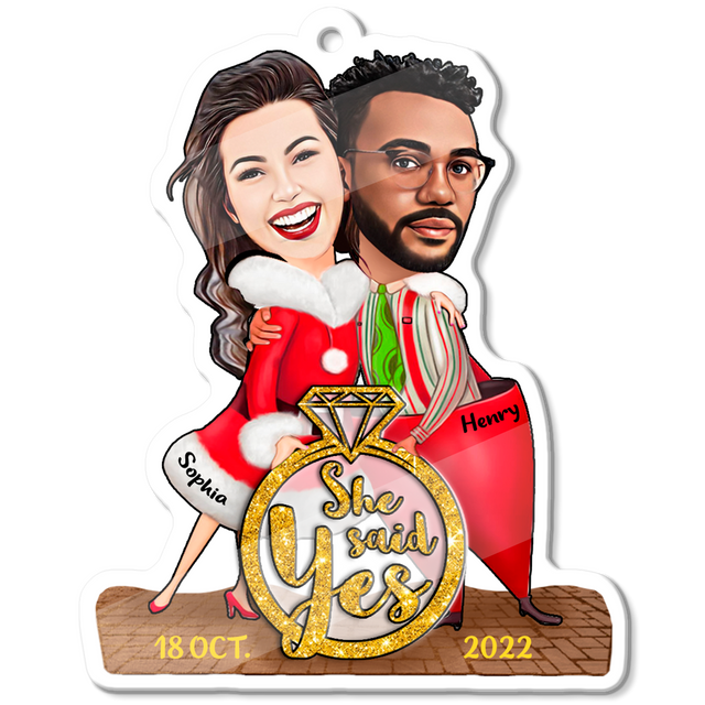Custom Face From Photo, Gift For Couple, Christmas Ring, Shape Ornament 2 Sides