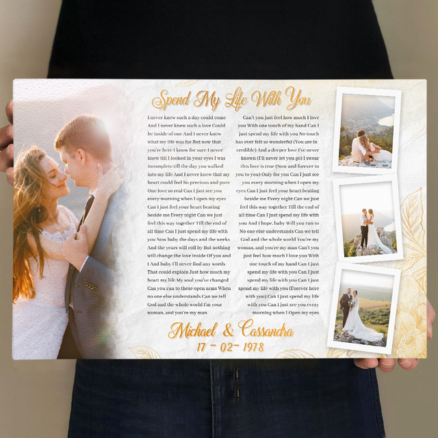 Custom Song Lyrics, 4 Photos, Horizontal Canvas